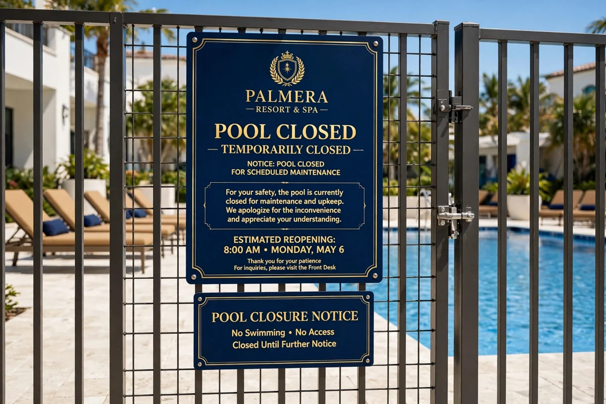 Pool Closure Signs in use