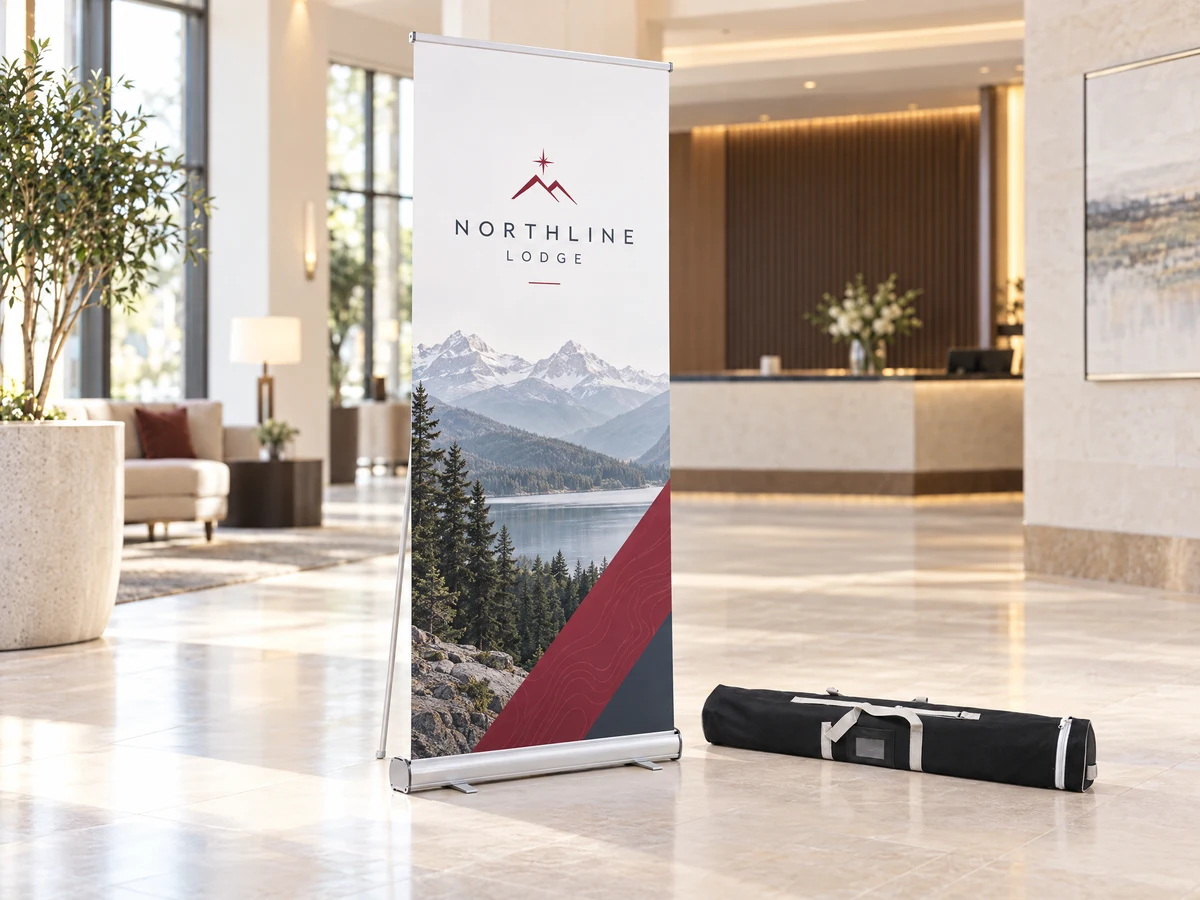 Retractable Banner Stand, recreated customizable product view