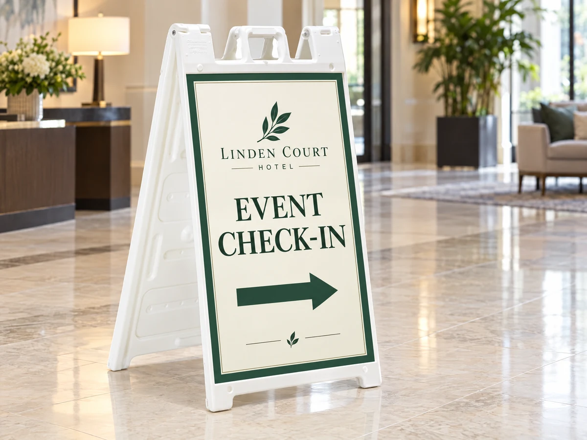 Custom A-Frame Directional Sign, recreated customizable product view