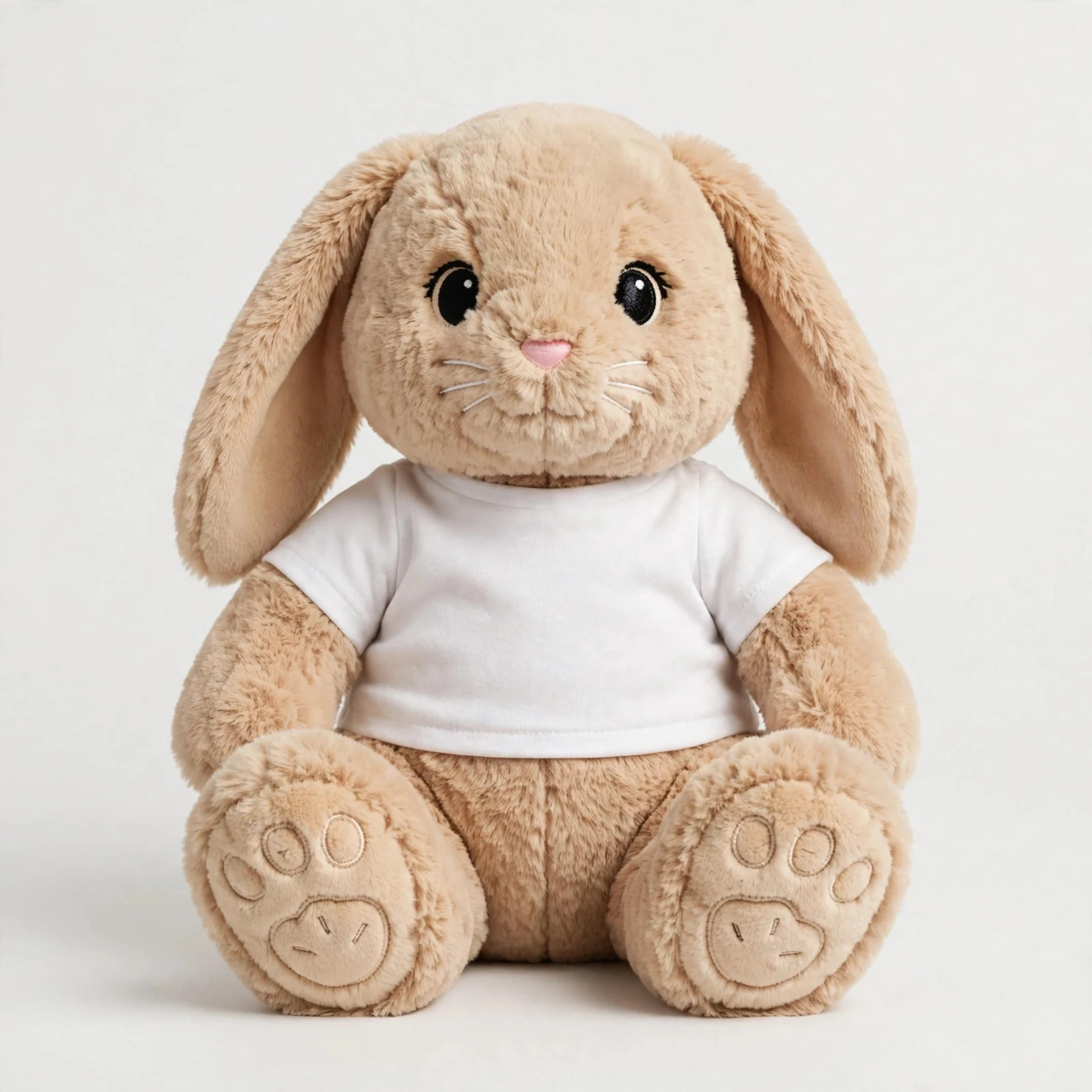 10 inch Big Paw bunny plush with a custom logo.
