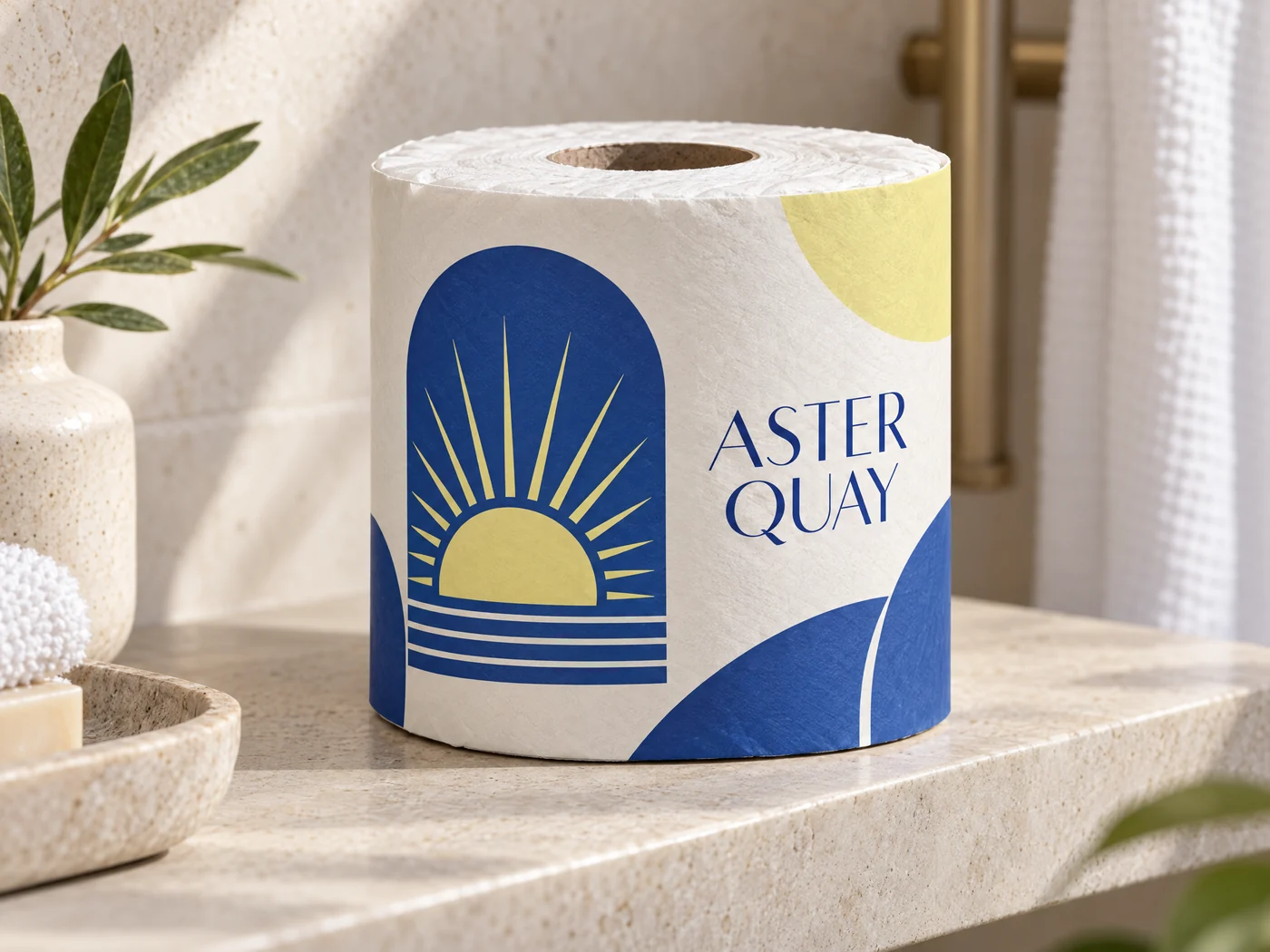 Toilet paper roll wrap alternate custom design shown in use